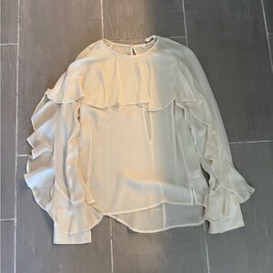 Elegant Cream Ruffle Blouse - Veronica Beard